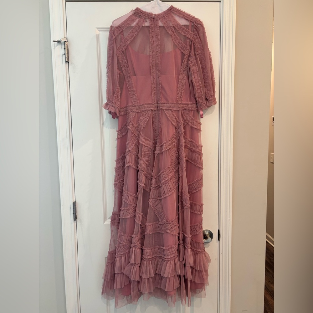 Mac Duggal Ruched Midi Dress Size 12 $325 - Picture 4 of 9
